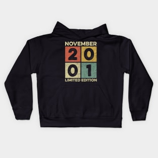 20 Year Old 20th Birthday Design for November 2001 born Limited Edition Legend BDay Gift Kids Hoodie
